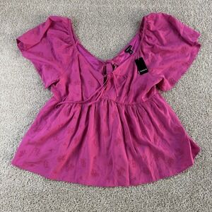 torrid Magenta Floral Embroidered Peasant Blouse